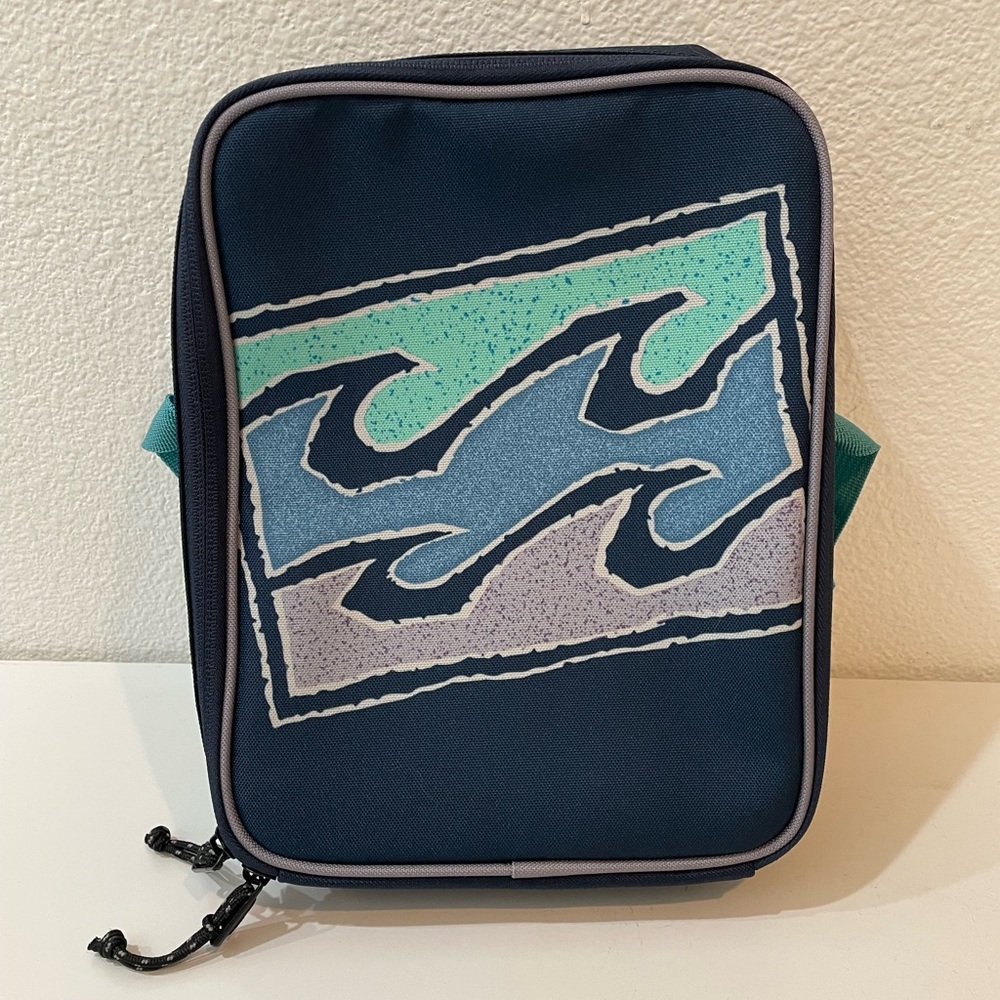New: Billabong Surf Blue, Teal & Gray Lunch Bag “box”